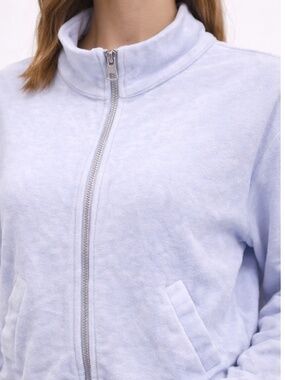 H&M Light Blue Zip-Up Jacket Medium Cropped Soft Casual Athleisure